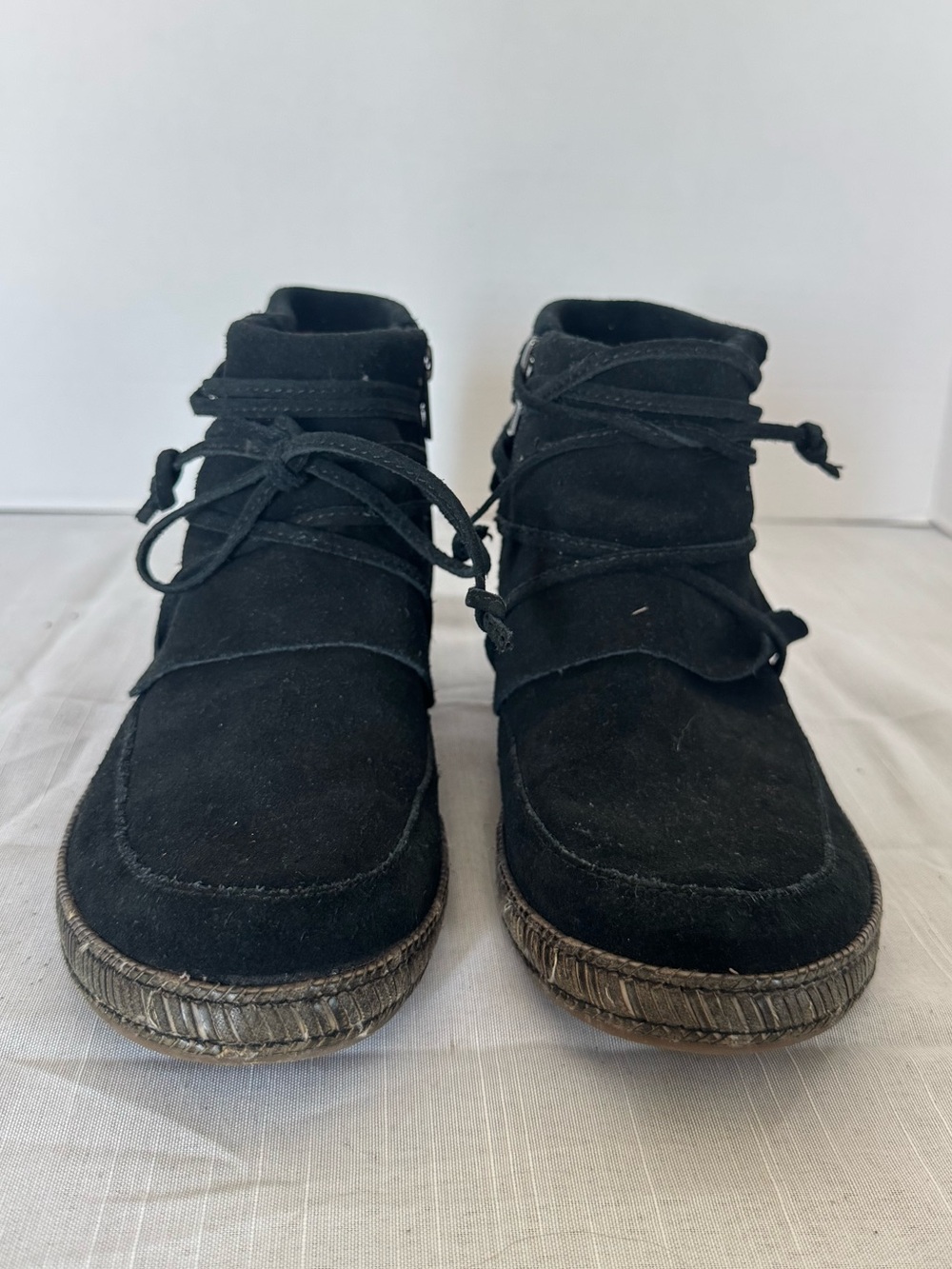 UGG Reid Moc Black Suede Zip Ankle Boots Women's Size 8 - Picture 3 of 10